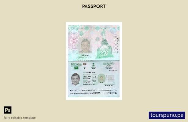 Listo para imprimir la plantilla actual del pasaporte de Arabia Saudita